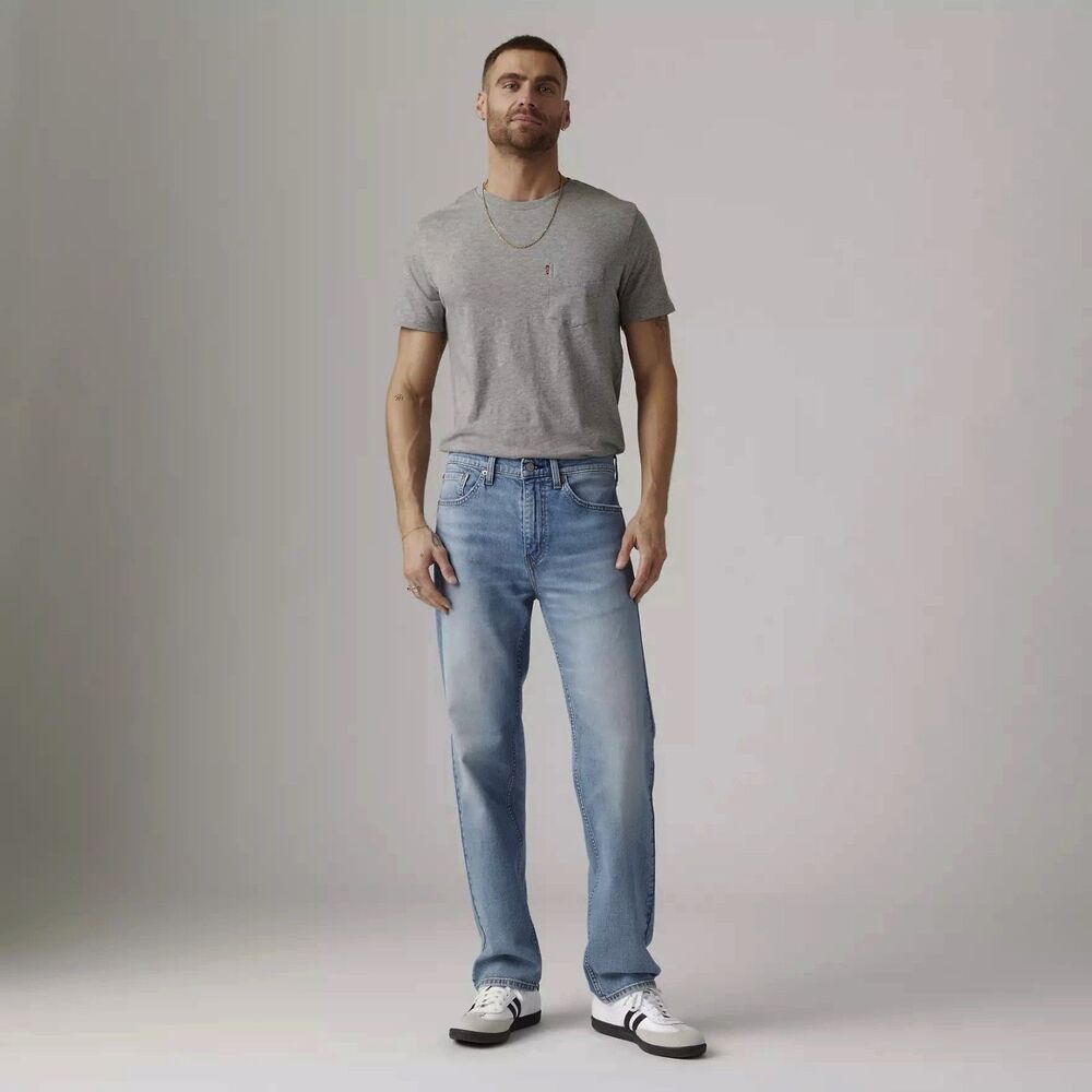 Levi's 505 Regular Fit Light Wash Jeans Stretch Comfort Men Size 36x32 (J3)